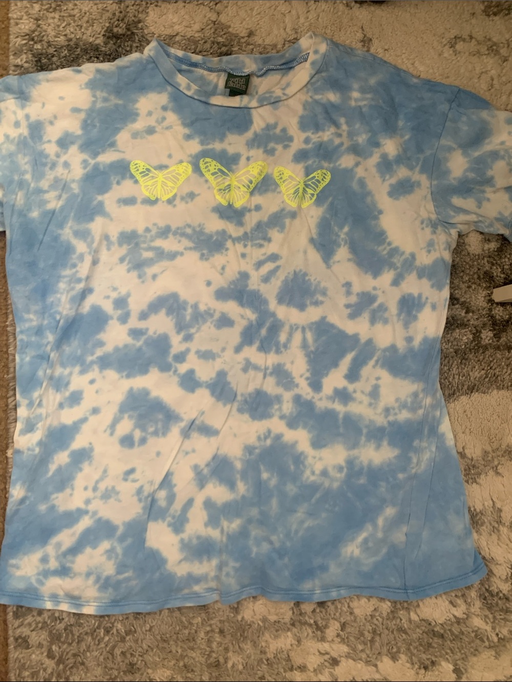 wild fable Blue & White Tie-Dye Tee with Neon Butterflies